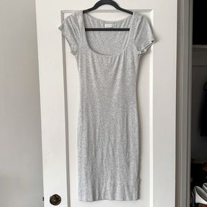 Kookai Australia grey ribbed mini scoop short sleeve dress